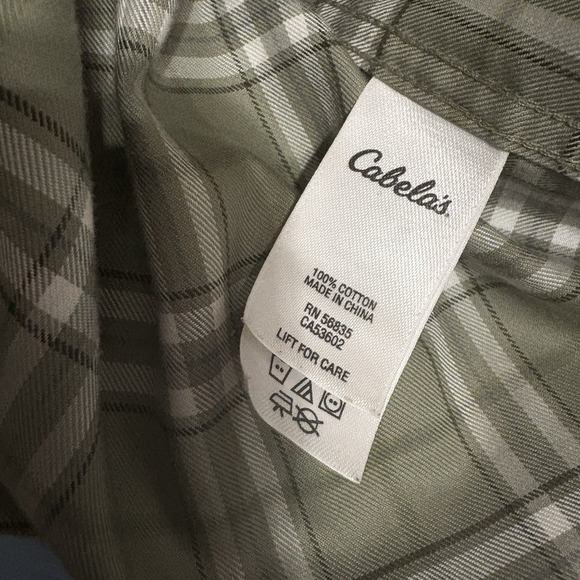 Cabelas Wrinkle Free Shirt Mens 2XLT Green Plaid Button Down Lightweight Pocket - Picture 7 of 8